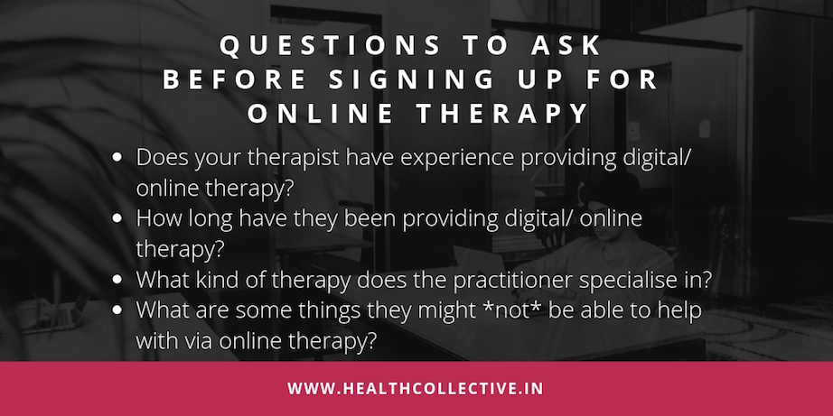 Infographic on Questions to ask before Online Therapy